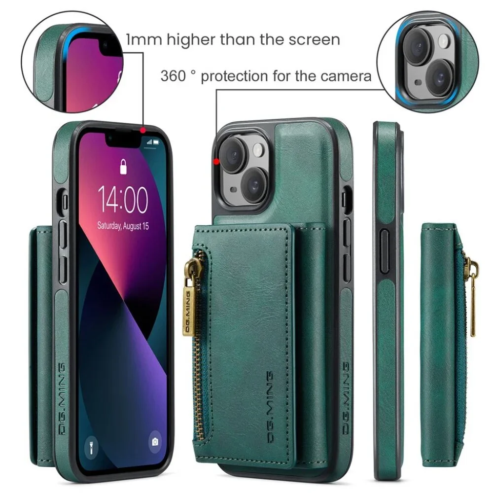 DG.MING M5 Series Magnetic 2-in-1 Wallet Leather Phone Case For iPhone 13 ProMax